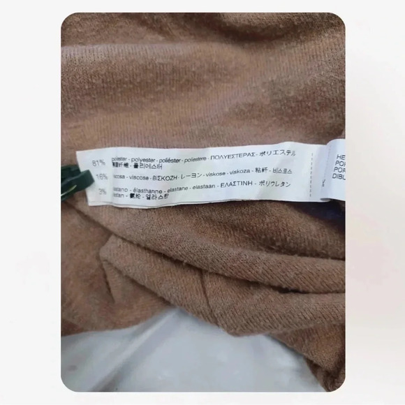 Zara Cold Shoulders Light Brown Long Sleeve Sweater Size Small - Picture 6 of 8